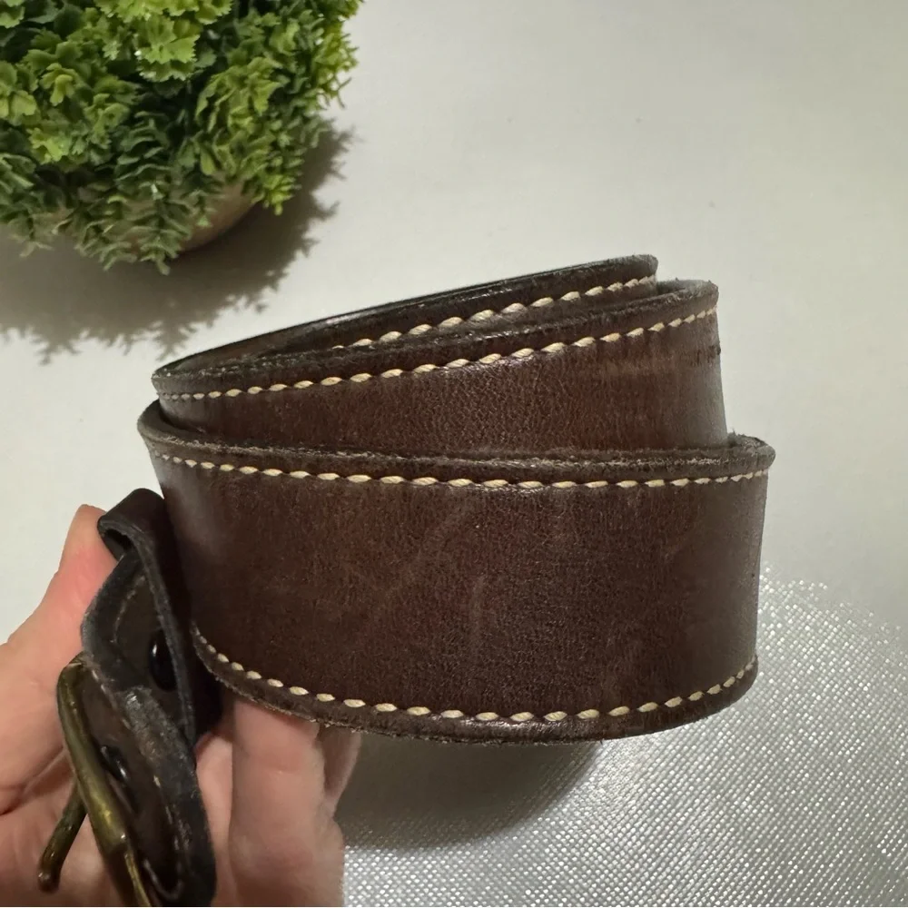 Vintage Sheplers‎ Brown Genuine Leather Belt Mens Size 32 Western Rodeo Festival